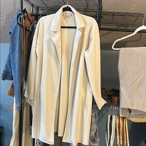 Philosophy Cream Textured Blazer with Wide Collar